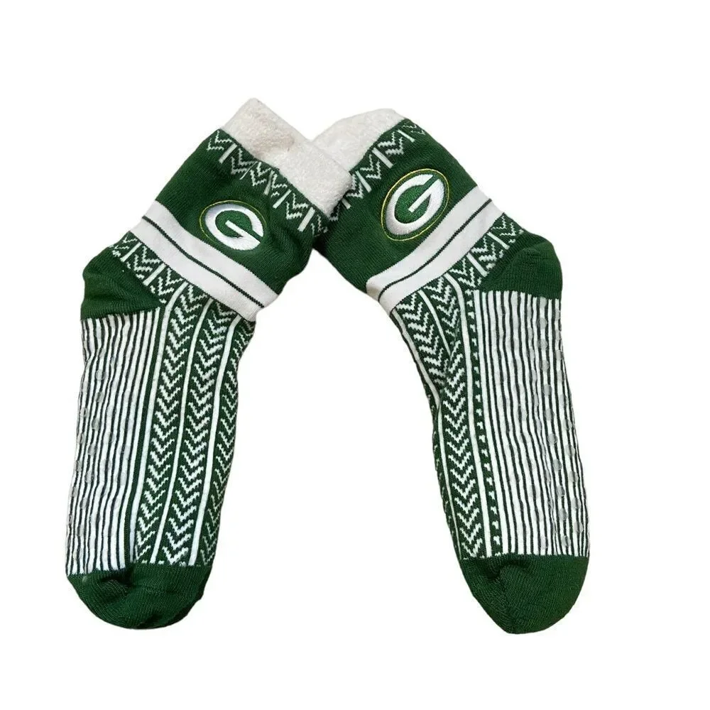 New without Tags Green Bay Packers Thick Fleece Lined Knit Sipper Socks One Size